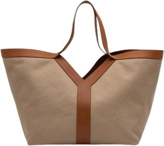 Saint Laurent Pre-owned Tote Bags, female, Brown, Size: ONE SIZE Pre-owned Canvas Tote