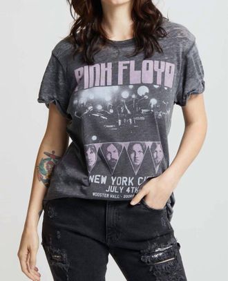 Recycled Karma Pink Floyd Nyc Distressed Tee In Acid Black