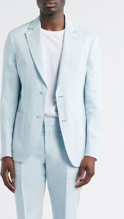 Nordstrom Henrik Trim Fit Solid Italian Linen Suit Separate Jacket in Light Blue at Nordstrom, Size 46 Xl