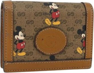 Gucci Pre-owned Vintage Micro Small GG Canvas Bifold Portemonnee - Dames - Vintage Accessoires - Bruin - ONE Size - Leer - Vintage