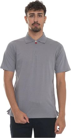 Kiton Polo shirt met korte mouwen en halve rits - Heren - Polos - Grijs - 2XL - Katoen - Tops