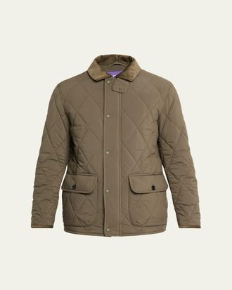 Ralph Lauren Purple Label Mens Carleton Corduroy-Collar Quilted Down Jacket
