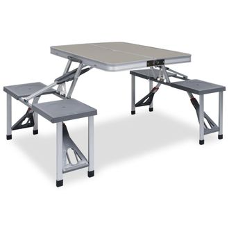 vidaXL Vidaxl - Mesa De Camping Plegable Con 4 Asientos Acero Aluminio