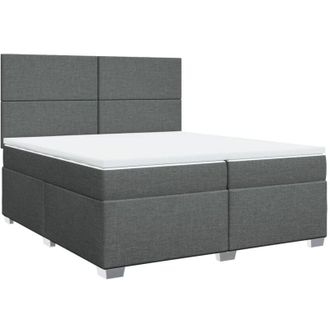 vidaXL Cama Box Spring Con Colch&oacute;n Tela Gris Oscuro 200x200 Cm Vidaxl