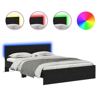 vidaXL Bed Frame with Headboard Black Oak 160 x 200 cm Engineered Wood vidaXL