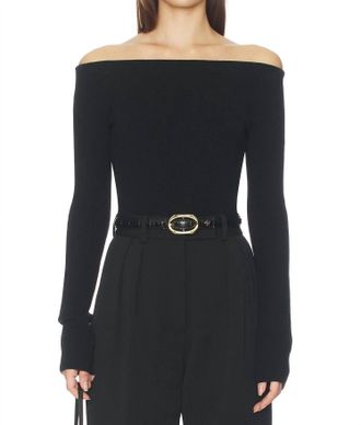 A.L.C. Jo Long Sleeve Off Shoulder Top In Black