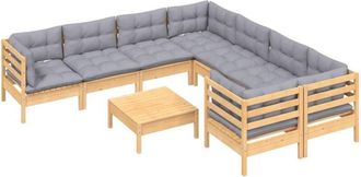 vidaXL Juego De Muebles De Jard&iacute;n 9 Pzas Y Cojines Madera De Pino Vidaxl