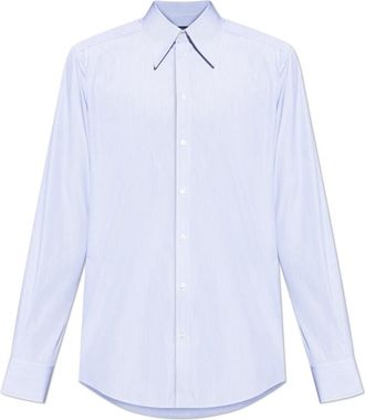 Dolce & Gabbana Shirt met manchetknopen - Heren - Zakelijke Overhemden - Blauw - XL - Katoen - Overhemden
