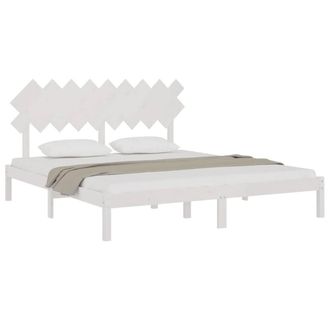 Berkfield Home Beautiful Bed Frame White 180x200 cm Super King Size Solid Wood