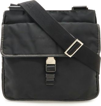 Prada Black Nero Nylon Leather Shoulder Bag (Pre-Owned)