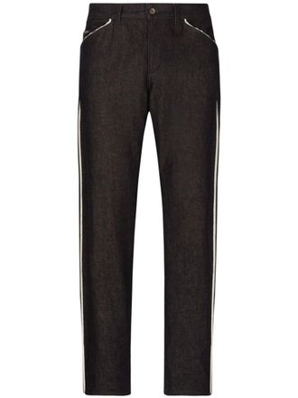 Dolce & Gabbana piped straight-leg jeans - Black