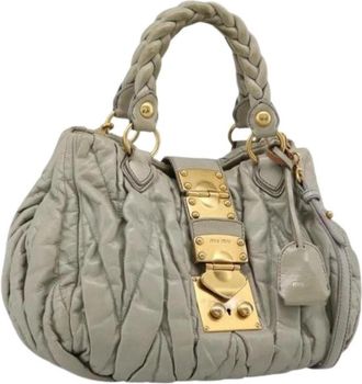 Miu Miu Pre-owned Hand Bag - Dames - Vintage Handtas - Grijs - ONE Size - Leer - Vintage