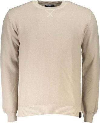 North Sails Beige Katoenen Trui met Contrasterende Details - Heren - Ronde hals truien - Beige - M - Katoen - Truien & Vesten