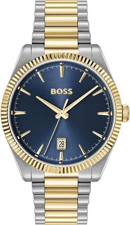 BOSS Cheswick Two-Tone Bracelet Watch, 40mm in Blue at Nordstrom