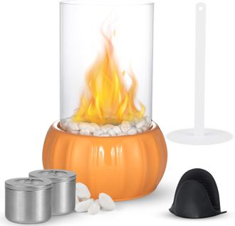 OEM Chimenea De Bioetanol - Chimenea De Mesa Para Uso Interior Y Exterior - Con Piedras Decorativas - Port&aacute;til - Tiempo De Combusti&oacute;n Infinito - Naranja