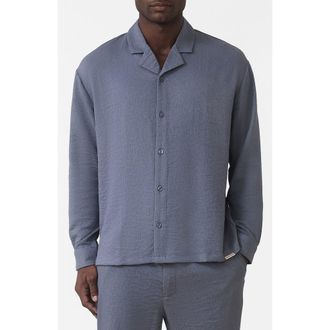Mauvais Fiorano Long Sleeve Relaxed Fit Shirt in Medium Blue at Nordstrom, Size X-Large