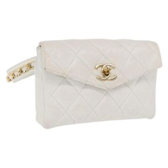 Chanel Pre-owned Clutches, female, White, Size: ONE SIZE Pre-owned Vintage Leather Clutch