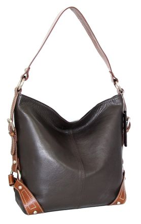 Nino Bossi Leather Bucket Bag in Chocolate