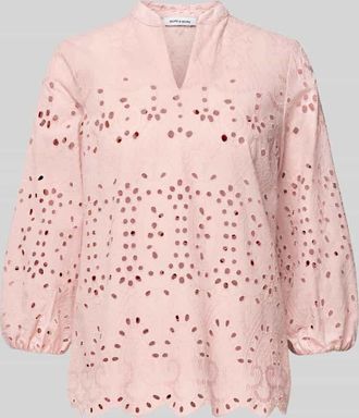 More & More More & More Regular Fit Bluse mit Lochstickerei in Rose, Gr&ouml;&szlig;e 34