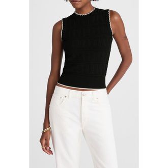 Madewell Mixed Stitch Sleeveless Sweater in Black And Ivory Combo at Nordstrom Rack, Size Xx-Small