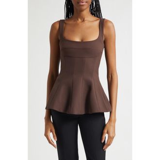 Stine Goya Structured Sleeveless Peplum Top in Cocoa at Nordstrom, Size X-Small