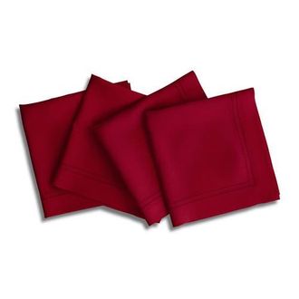 Solino Home Linen Dinner Napkins - Linen Double Hemstitch, 20 x 20 in Red at Nordstrom, Size Large