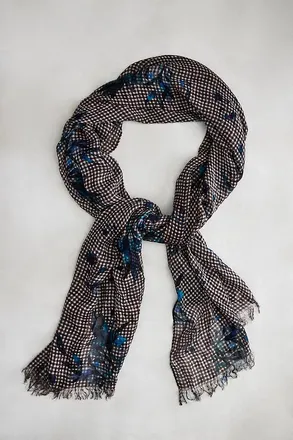 Elizabeth Gillett Gingham Floral Micromodal Scarf