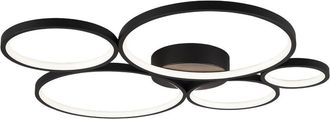 Trio Leuchten Rondo Plaf&oacute;n 5 C&iacute;rculos Led Regulable Negro L59 Cm Trio Lighting
