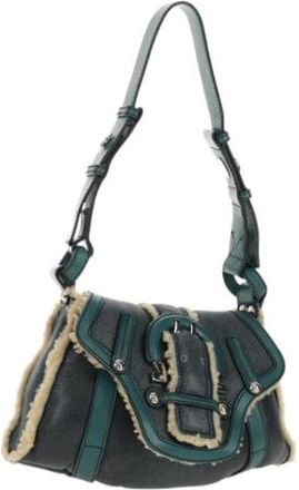 Ferragamo Pre-owned Shoulder Bags, female, Blue, Size: ONE SIZE Pre-owned Wool Shoulder Bag