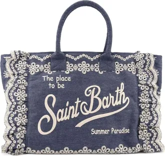 MC2 Saint Barth Intricate Lace-Embroidered Rectangular Tote Bag