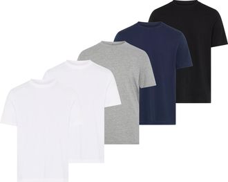 Man's World Rundhalsshirt MANS WORLD, Herren, Gr. 4XL (68/70), wei&szlig;, blau, grau melange, Single Jersey, Obermaterial: 100% Baumwolle, unifarben, Basic, regular fi