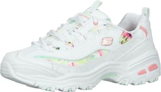 Skechers 149794 DLites Blooming Fields Ladies White Multi Leather & Textile Lace Up Trainers, 5.5 UK