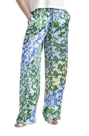 Derek Lam Aurely Draped Wide Leg Pants in Blue Botanical at Nordstrom Rack, Size X-Small