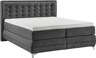 Musterring Boxspringbett »Dubai« Winkelfuss in Chrom, 3 Härtegrade, Kopfteil in Kassettensteppung