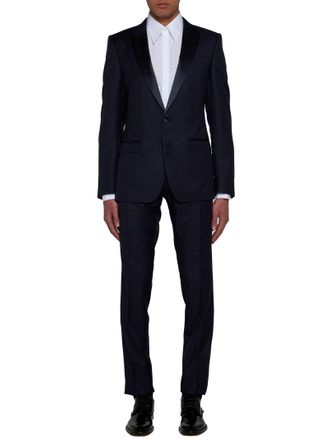 Dolce & Gabbana Mens Blazer Single-Breasted Virgin Wool Blue Suits