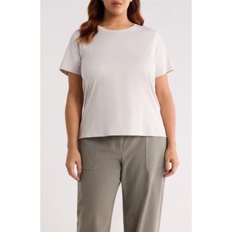 Eileen Fisher Crewneck Organic Cotton T-Shirt in Chalk at Nordstrom, Size 3X