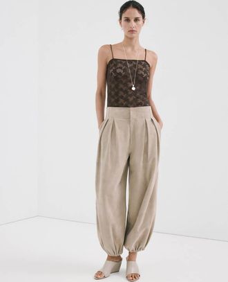 Mango Top pizzo floreale kaki - Donna - XS - MANGO