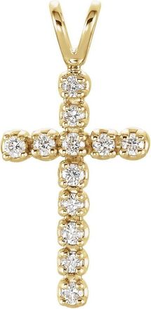 Diamond2Deal 14k Yellow Gold 1/8ct Lab-Grown Diamond Cross Pendant