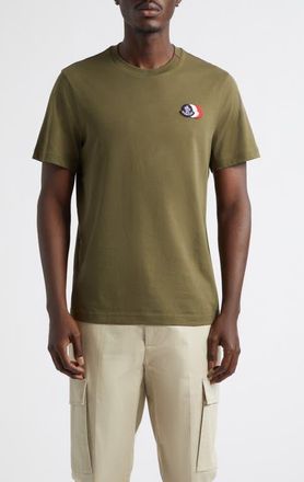Moncler Tricolor Logo Patch T-Shirt in Olive Night at Nordstrom, Size Xxx-Large