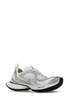 Balenciaga Mens White Mesh And Rubber Circuit Sneakers Whitesilver