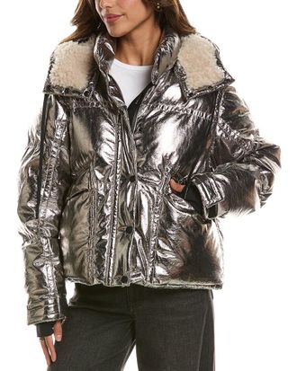 Moncler Calaque Metallic Hooded Ski Jacket
