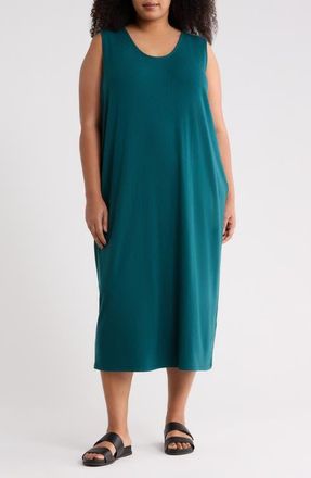 Eileen Fisher Rib Knit Tank Midi Dress in Kelp at Nordstrom, Size 1X