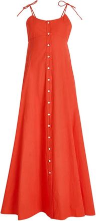 Rosie Assoulin Abito lungo con bottoni e spalline annodate - Arancione