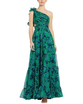 Mac Duggal Ruffle Tiered Cut-Out Chiffon Gown