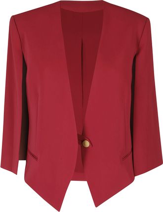 Alberta Ferretti Red Cady Stretch Open Sleeves Viscose Blazer