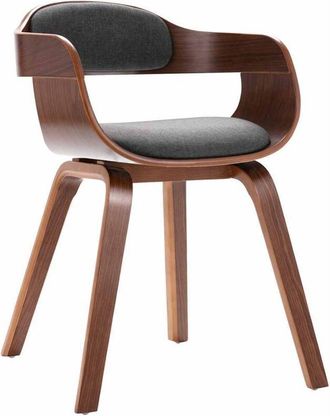 vidaXL Vidaxl - Silla De Comedor Madera Curvada Y Tela Gris Oscuro