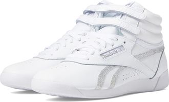 Reebok Freestyle Hi High Top White/Silver Metallic 7.5 B (M)