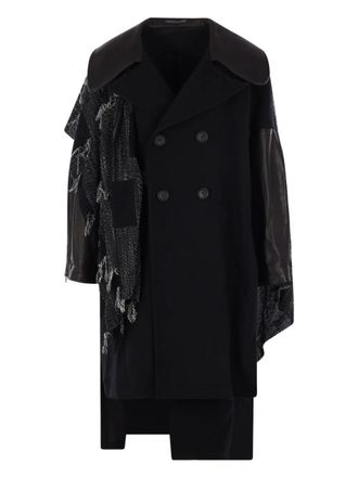Yohji Yamamoto leather-panel coat - Black