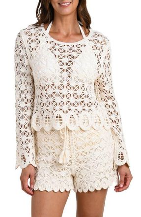 La Blanca Serenity Crop Cotton Cover-Up Top in Ivory at Nordstrom, Size Medium