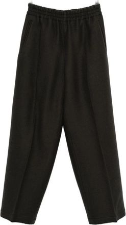 Ami Grijze Broek met Elastische Tailleband - Dames - Straight fit broeken - Grijs - M - Broeken
